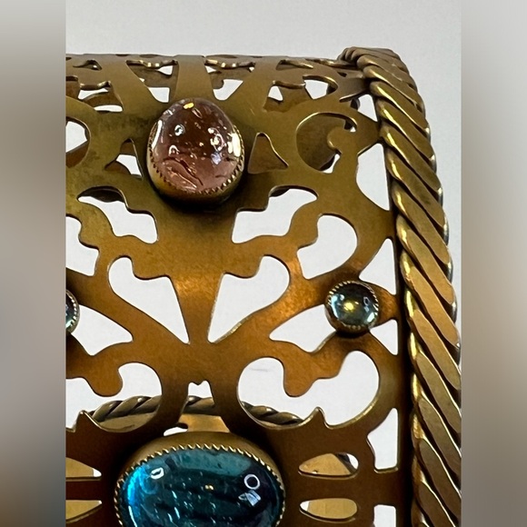 Vintage YSL Openwork Gold-Tone Cuff Bracelet w/Gripoix Glass Jewels - Picture 10 of 16